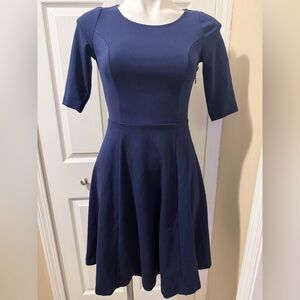 Boden Classic Cotton Navy Midi Dress, Size 12R